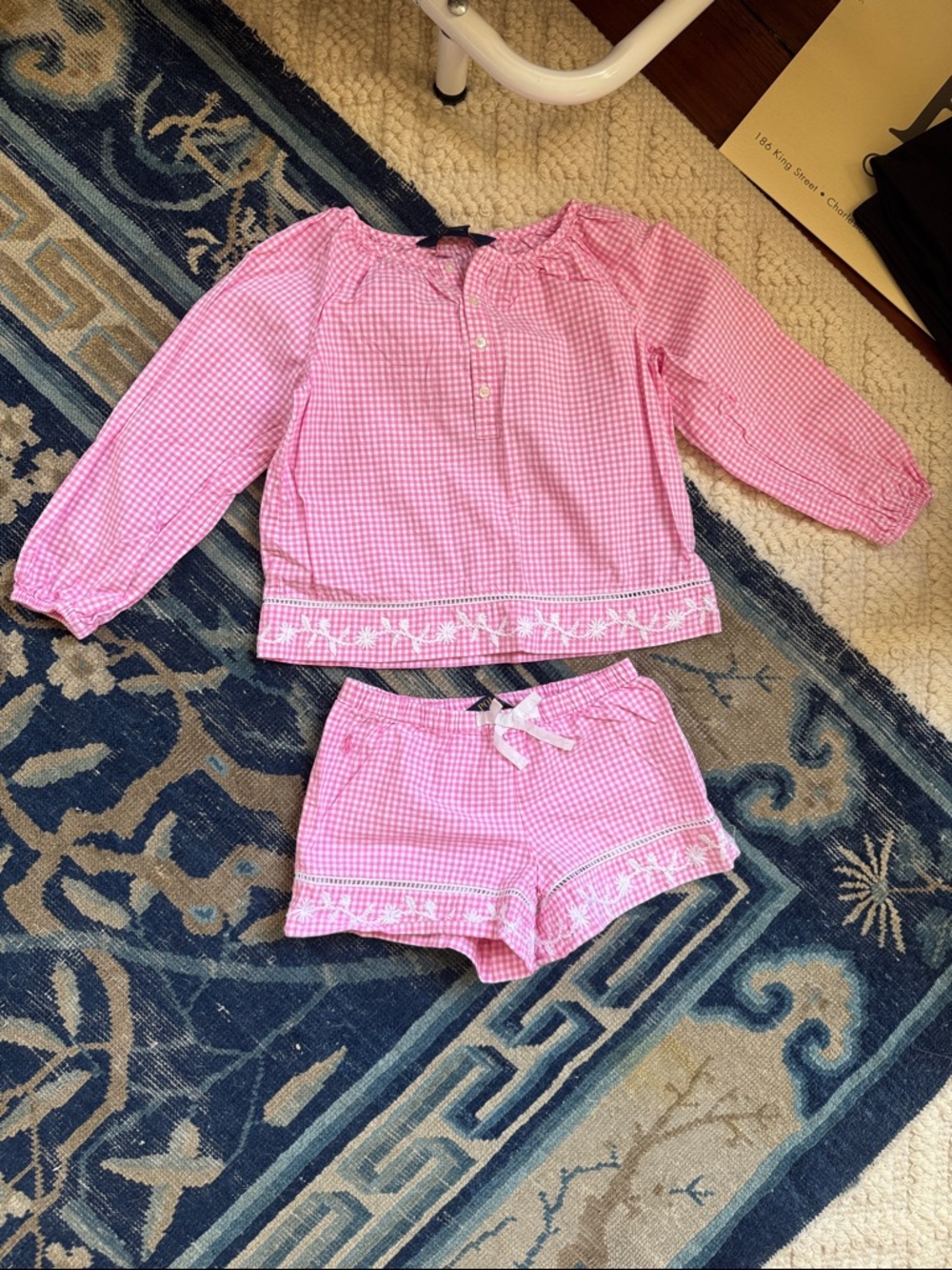 Polo by Ralph Lauren Pink Gingham Girls Pajama Set